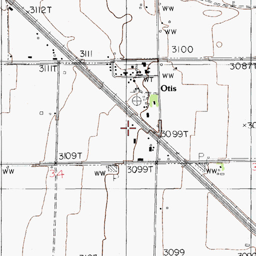 Topographic Map of Otis Volunteer Fire Department Station 1, NM