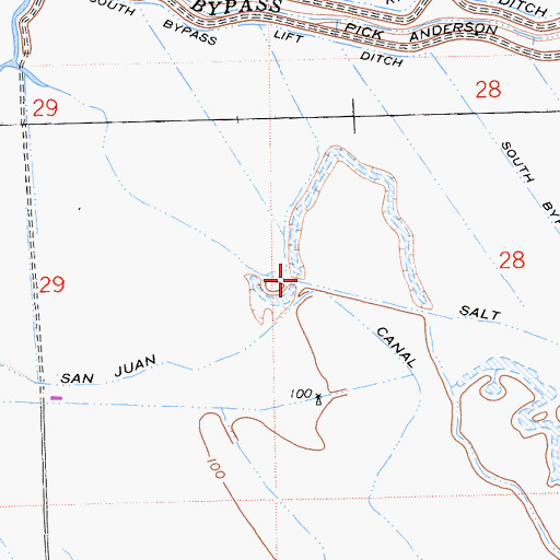 Topographic Map of Salt Slough Ditch, CA