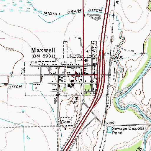 Topographic Map of Maxwell Fire Department, NM
