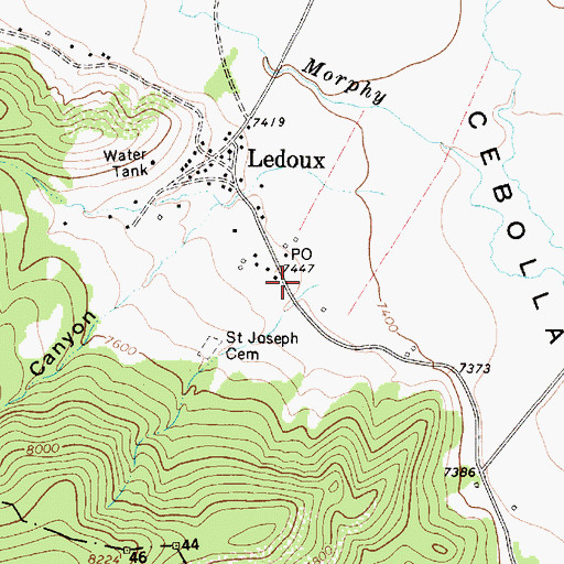 Topographic Map of Ledoux Volunteer Fire Department, NM