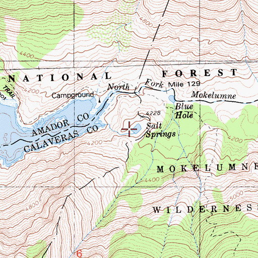 Topographic Map of Salt Springs, CA