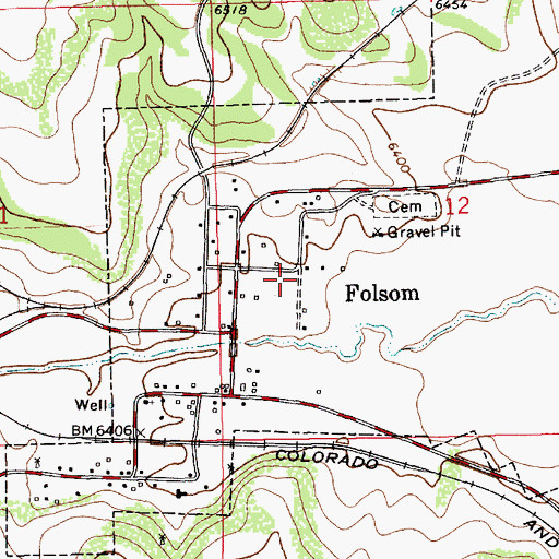Topographic Map of Folsom Fire Department, NM