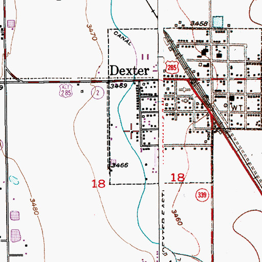 Topographic Map of Dexter Fire and Rescue Station 2, NM