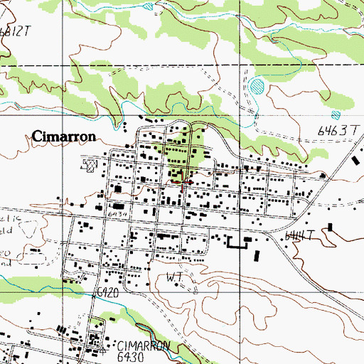 Topographic Map of Cimarron Volunteer Fire Department, NM