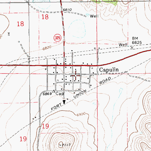 Topographic Map of Capulin Fire Department, NM