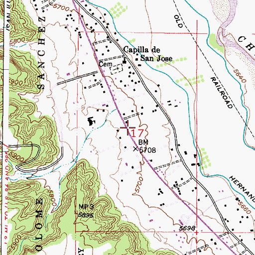 Topographic Map of Agua Sana Volunteer Fire Department, NM