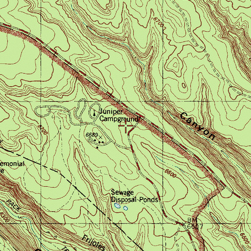 Topographic Map of Bandelier National Monument Interagency Fire Base, NM