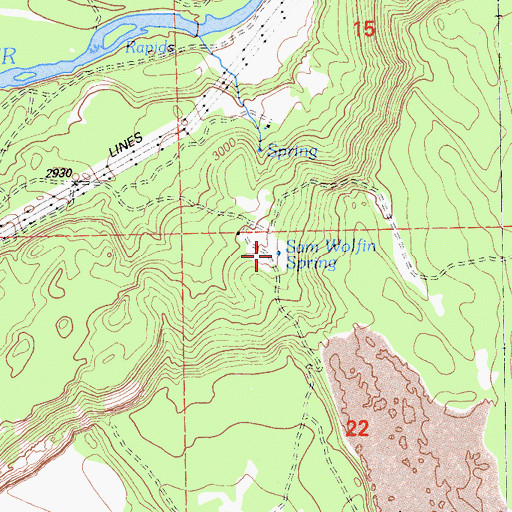 Topographic Map of Sam Wolfin Spring, CA
