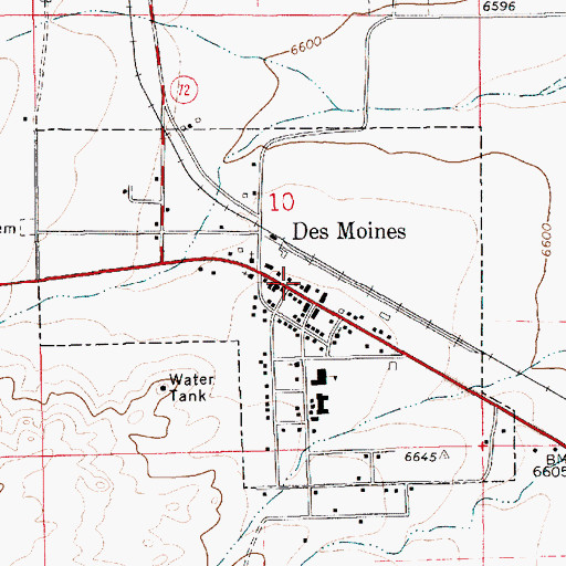 Topographic Map of Des Moines Fire Department, NM