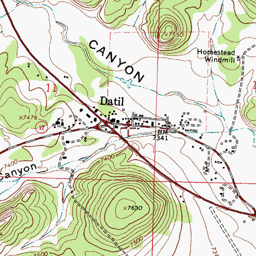 Topographic Map of Datil Fire Department, NM