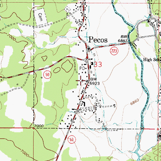 Topographic Map of United States Forest Service Pecos / Las Vegas Ranger Station, NM