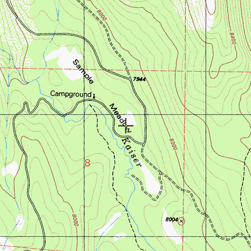 Topographic Map of Sample Meadows, CA