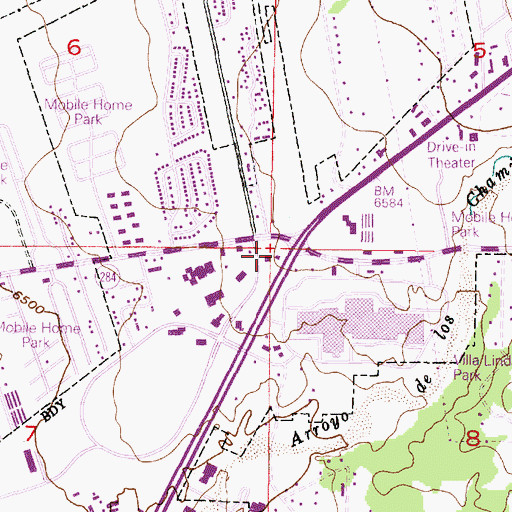 Topographic Map of Santa Fe Fire Department Station 9, NM