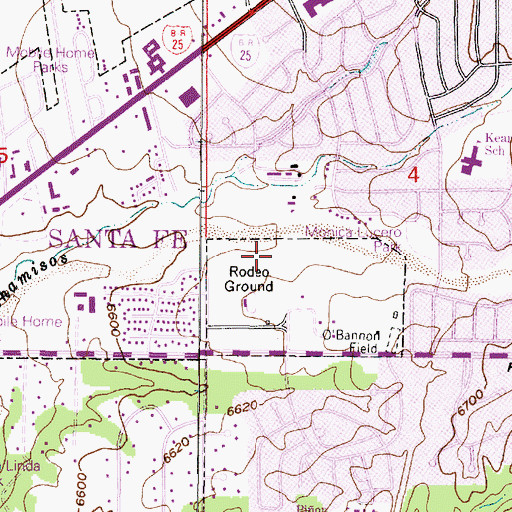 Topographic Map of Santa Fe Fire Department Station 7, NM