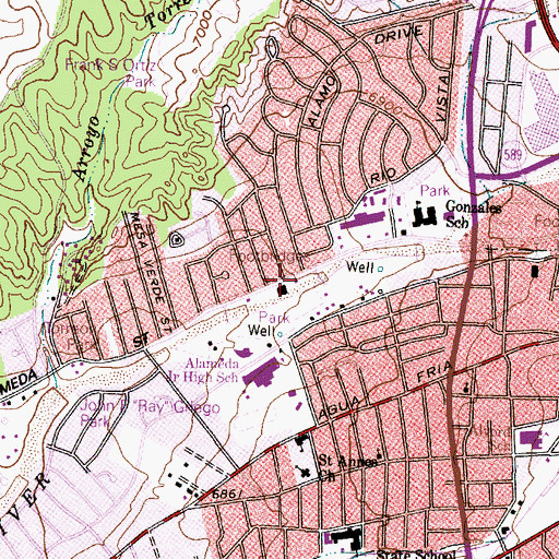 Topographic Map of Santa Fe Fire Department Station 6, NM