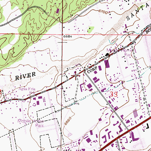 Topographic Map of Santa Fe Fire Department Station 5 Santa Fe Fire Training Center, NM