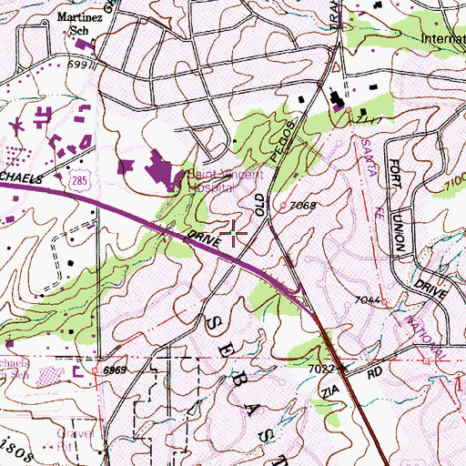 Topographic Map of Santa Fe Fire Department Station 4, NM