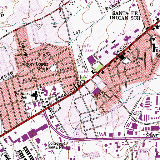 Topographic Map of Santa Fe Fire Department Station 3, NM