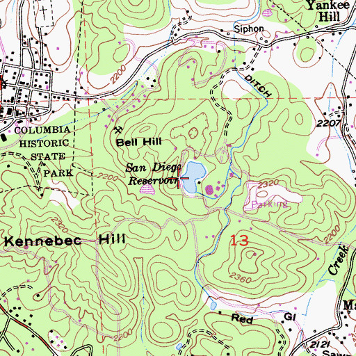 Topographic Map of San Diego Reservoir, CA