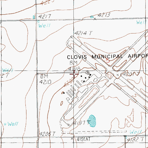 Topographic Map of Clovis Municipal Airport Fire Station, NM