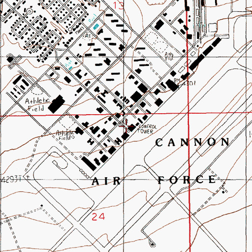 Topographic Map of Cannon Air Force Base Department of Defense Fire Department, NM