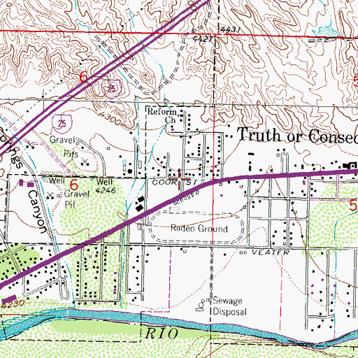 Topographic Map of Truth or Consequences Volunteer Fire Department Station 2, NM