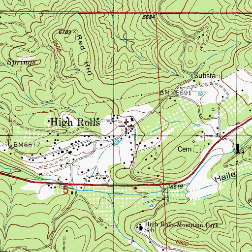 Topographic Map of High Rolls Volunteer Fire Department Forestry Substation, NM