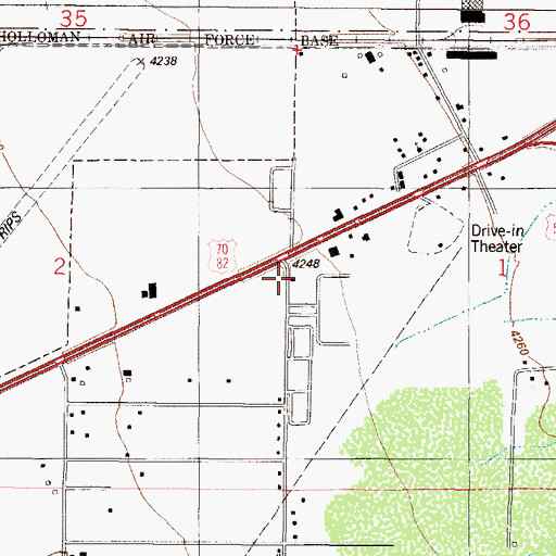 Topographic Map of Alamogordo Fire Station 2, NM