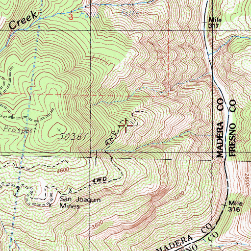 Topographic Map of San Joaquin Mine, CA