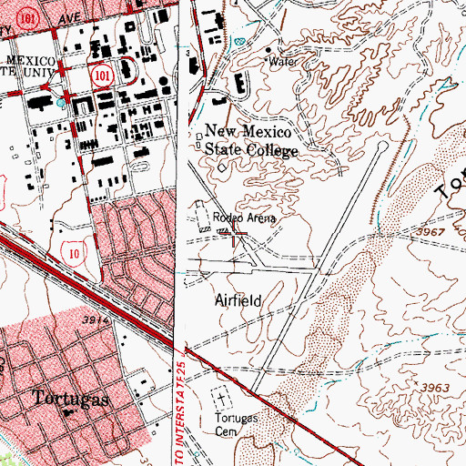 Topographic Map of New Mexico State University Fire and Emergency Services, NM
