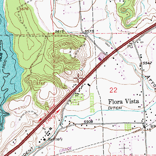 Topographic Map of San Juan County Fire District 2 Flora Vista Station 2, NM