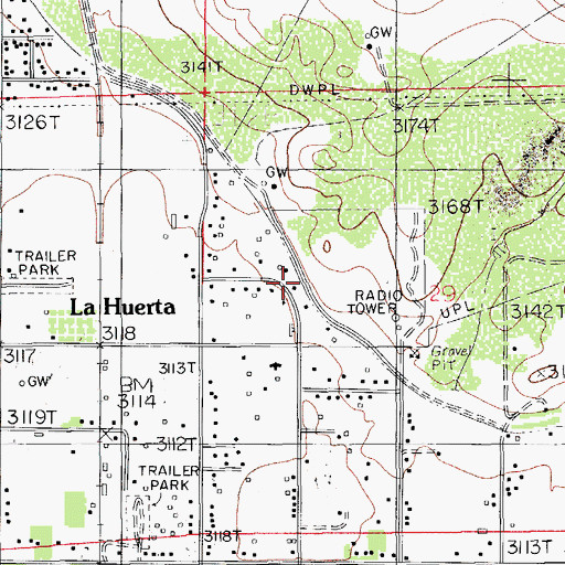 Topographic Map of La Huerta Volunteer Fire Department Station 2, NM