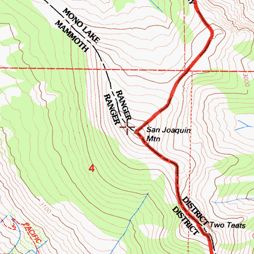 Topographic Map of San Joaquin Mountain, CA