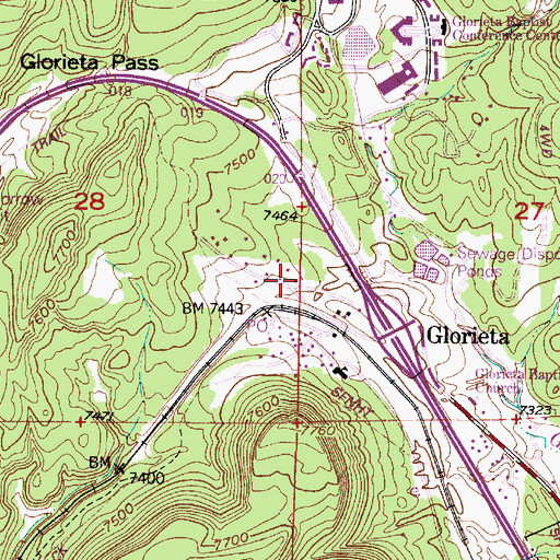 Topographic Map of Santa Fe County Volunteer Fire Glorietta Pass District, NM