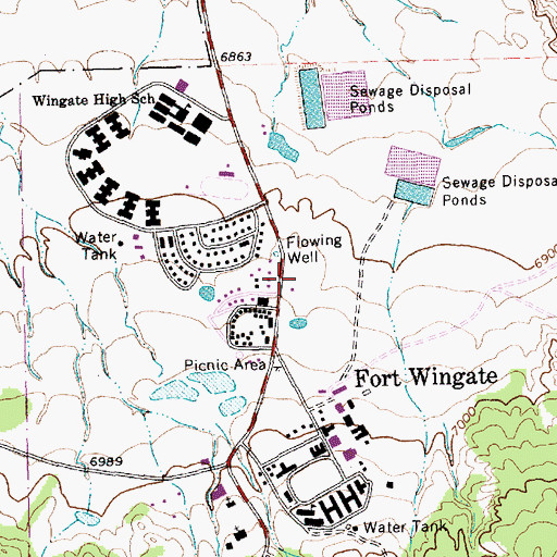 Topographic Map of Fort Wingate Volunteer Fire Department, NM
