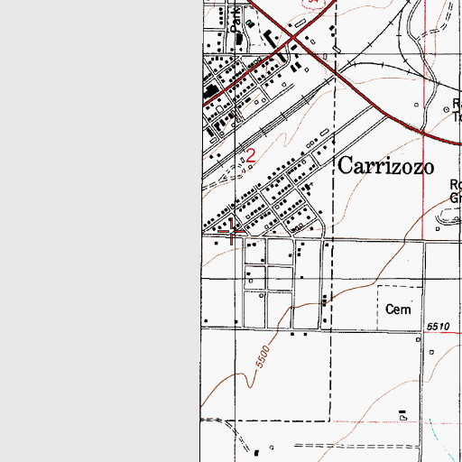 Topographic Map of Carrizozo Fire Department, NM