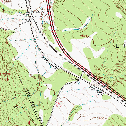 Topographic Map of San Miguel County Fire District Rowe Fire Department Station 2, NM