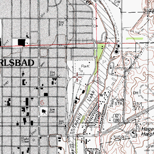 Topographic Map of Carlsbad Fire Department Station 5, NM