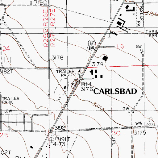 Topographic Map of Carlsbad Fire Department Station 4, NM