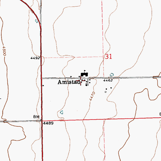 Topographic Map of Amistad Hayden Rural Fire Department, NM