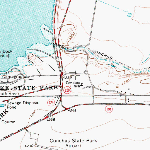 Topographic Map of San Miguel County Fire District Conchas Dam Fire and Rescue Station 3, NM