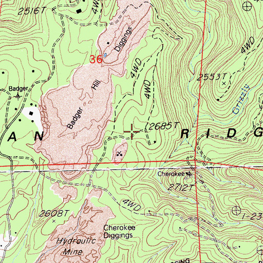 Topographic Map of San Juan Ridge, CA