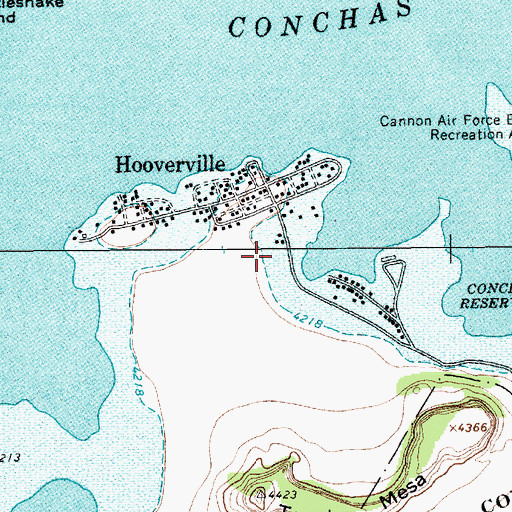 Topographic Map of San Miguel County Fire District Conchas Dam Fire and Rescue Station 1, NM