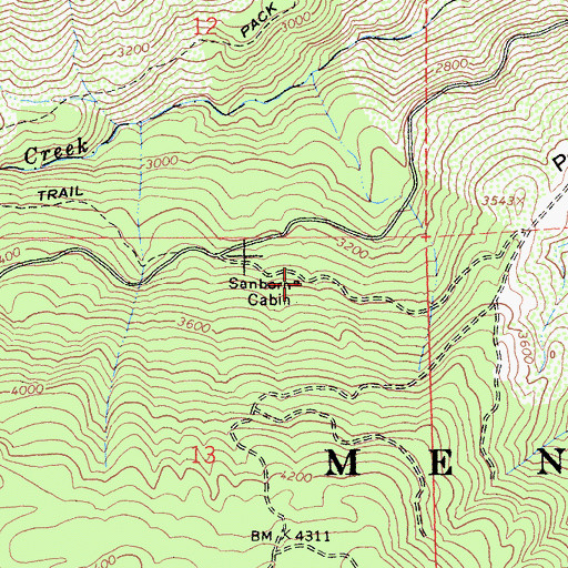 Topographic Map of Sanborn Cabin, CA