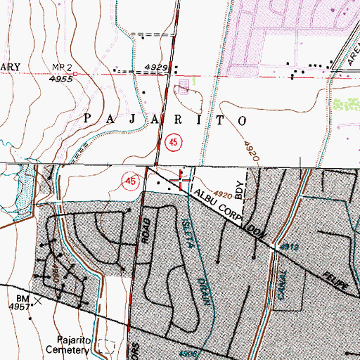 Topographic Map of Bernalillo County Fire and Rescue Station 4, NM