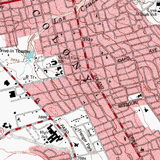 Topographic Map of Las Cruces Fire Department Station 2, NM