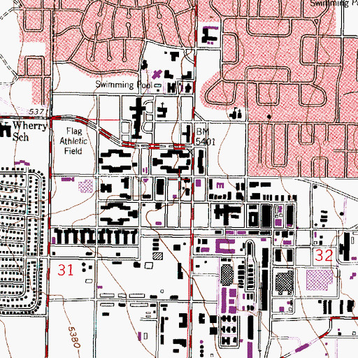 Topographic Map of Kirtland Air Force Base Department of Defense Fire Department Station 1, NM
