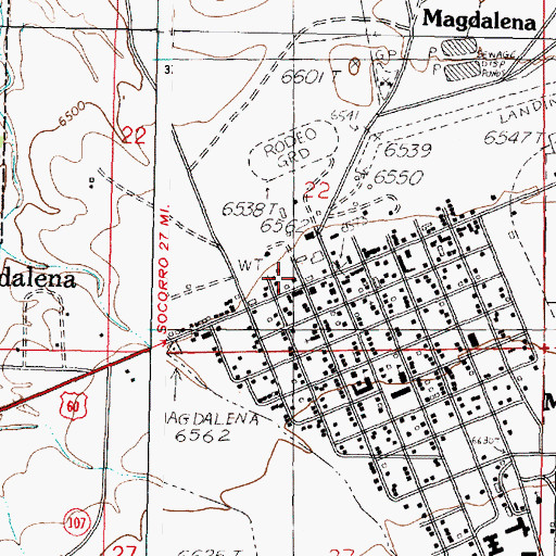 Topographic Map of Magdalena Fire and Rescue, NM