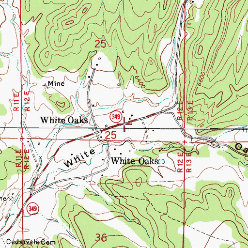 Topographic Map of White Oaks Volunteer Fire Department, NM