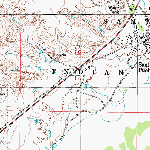 Topographic Map of Santa Clara Pueblo Volunteer Fire Department, NM